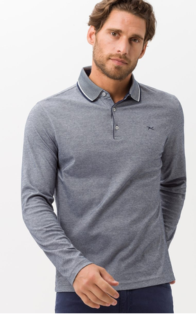 BRAX LONG SLEEVE COTTON POLO